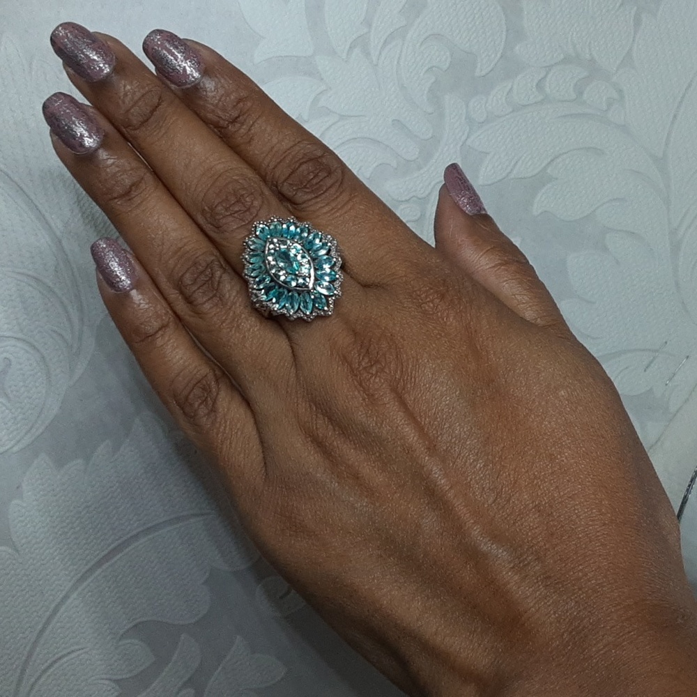 Price Is Firm. 925 Blue Apatite Statement Ring. - image 8